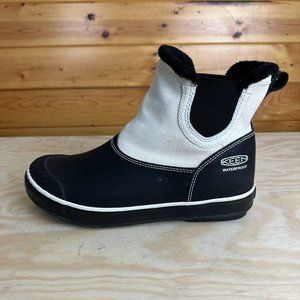 Keen Boots  Sz 8.5 Women’s Elsa Chelsea Rain Snow Bootie White Black No Insoles